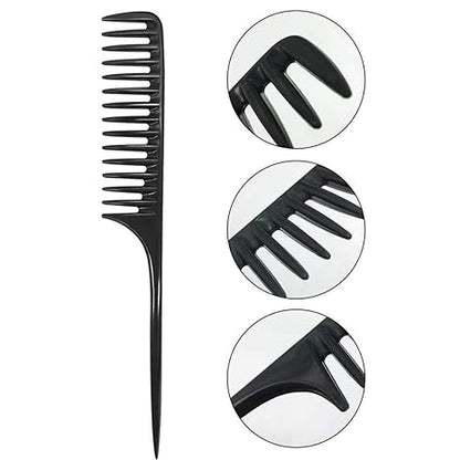 Professional Wide-Tooth Rat Tail Comb – Anti-Static Hair Sectioning and Styling Comb